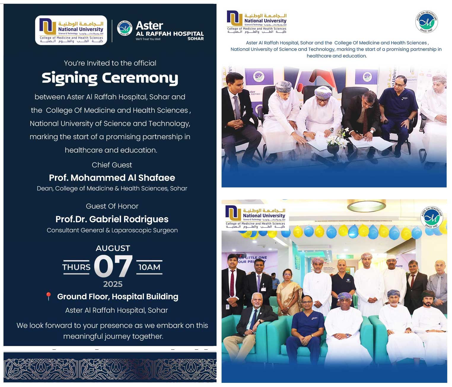 Memorandum of Agreement with Aster Al Raffah Hospital